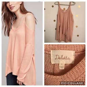 Deletta Anthropologie Cold Shoulder Knit Sweater
